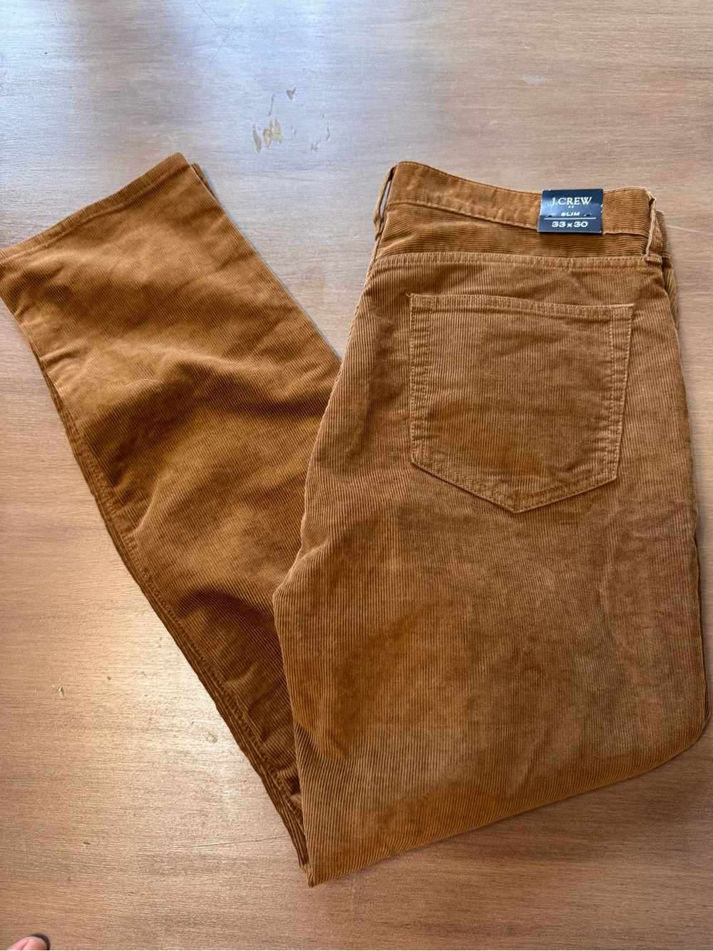 J Crew Flex Men’s 33x30 Brown Corduroy Pants Slim Fit Straight New With Tags